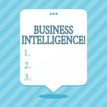 Word writing text Business Intelligence. Business concept for strategies and 스톡 일러스트
