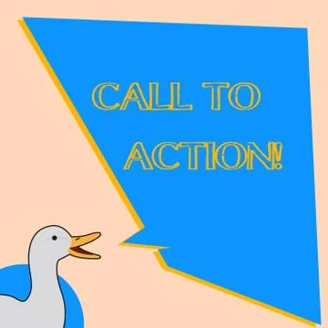 Word writing text Call To Action. Business concept for Encourage Decision Move Illustrazione stock
