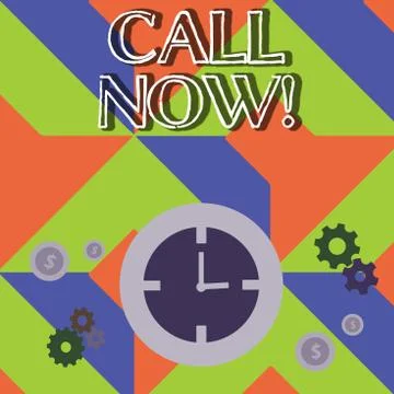 Word writing text Call Now. Business concept for announce proclaim or declare it Stock Illustration