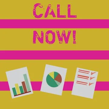 Word writing text Call Now. Business concept for announce proclaim or declare Stock Illustration