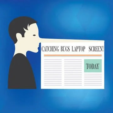 Word writing text Catching Bugs Laptop Screen. Business concept for Computer Stock Illustration