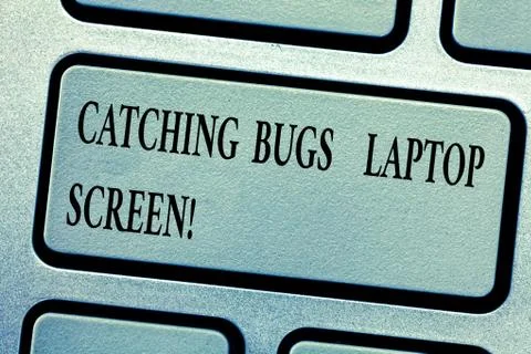 Word writing text Catching Bugs Laptop Screen. Business concept for Computer Stock Photos