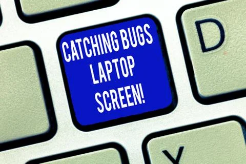 Word writing text Catching Bugs Laptop Screen. Business concept for Computer Stock Photos