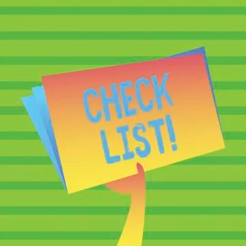 Word writing text Check List. Business concept for Items required Things to be Stock Illustration