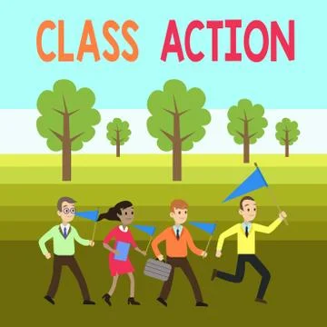 Word writing text Class Action. Business concept for lawsuit filed by small Stockillustratie