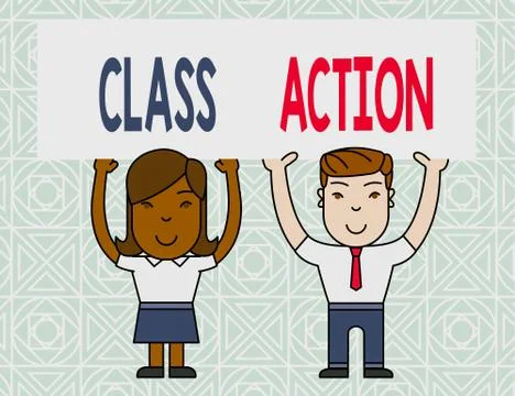 Word writing text Class Action. Business concept for lawsuit filed by small Stockillustratie