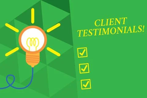 Word writing text Client Testimonials. Business concept for Written Declaration 스톡 일러스트