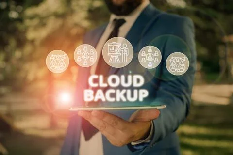 Word writing text Cloud Backup. Business concept for enable customers to Foto stock
