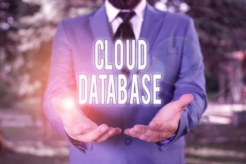 Word writing text Cloud Database. Business concept for optimized or built for a Stock Photos