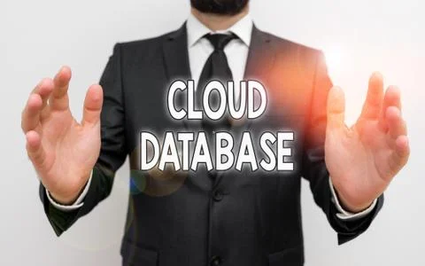 Word writing text Cloud Database. Business concept for optimized or built for a Stock Photos