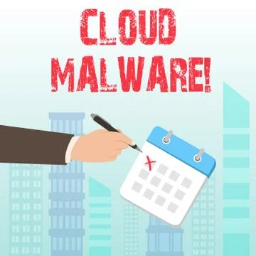 Word writing text Cloud Malware. Business concept for malicious software file or Illustrazione stock