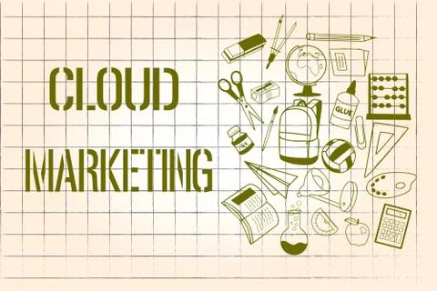 Word writing text Cloud Marketing. Business concept for The process of an Stock Illustration