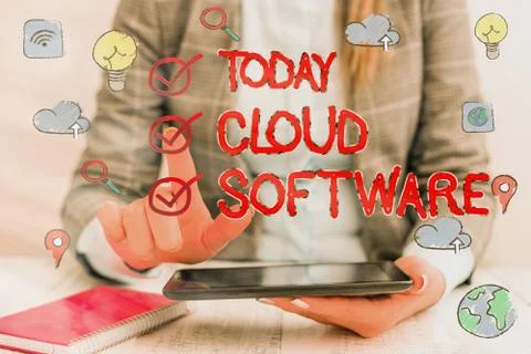 Word writing text Cloud Software. Business concept for Programs used in Storing Stock Photos