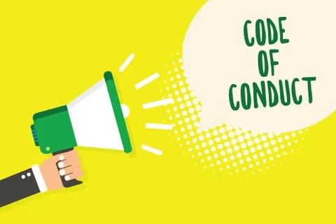 Word writing text Code Of Conduct. Business concept for Ethics rules moral codes Stock-Illustration