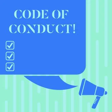 Word writing text Code Of Conduct. Business concept for Ethics rules moral codes Stock Illustration