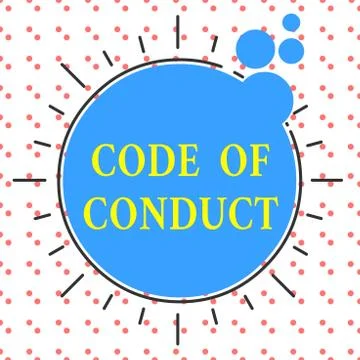Word writing text Code Of Conduct. Business concept for Ethics rules moral codes Stock Illustration