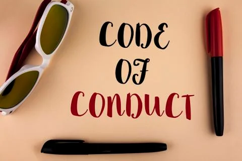Word writing text Code Of Conduct. Business concept for Follow principles and Stock Photos