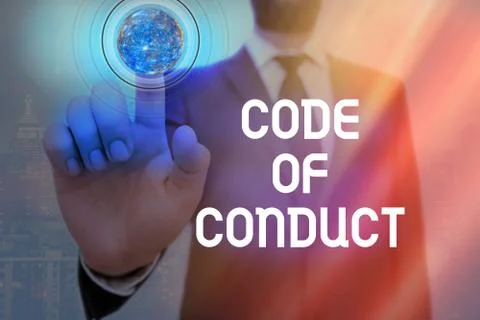 Word writing text Code Of Conduct. Business concept for set of principles are Stockfoto's