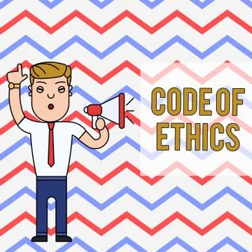 Word writing text Code Of Ethics. Business concept for basic guide for Stock Illustration