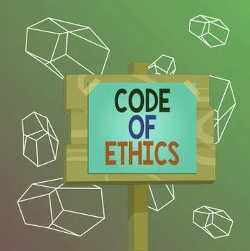 Word writing text Code Of Ethics. Business concept for basic guide for Stock Illustration