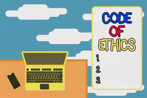 Word writing text Code Of Ethics. Business concept for Moral Rules Ethical 스톡 일러스트