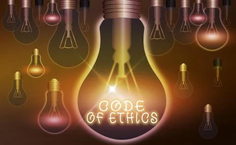Word writing text Code Of Ethics. Business concept for basic guide for Stock Illustration