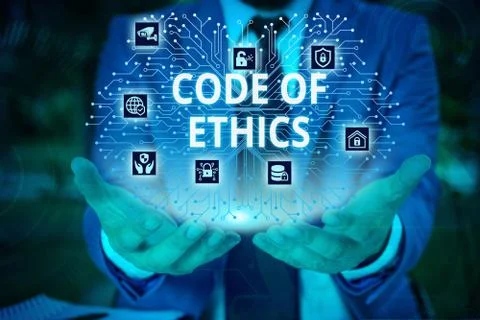 Word writing text Code Of Ethics. Business concept for basic guide for Stock Photos