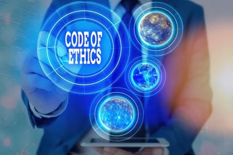 Word writing text Code Of Ethics. Business concept for basic guide for Stockfoto's