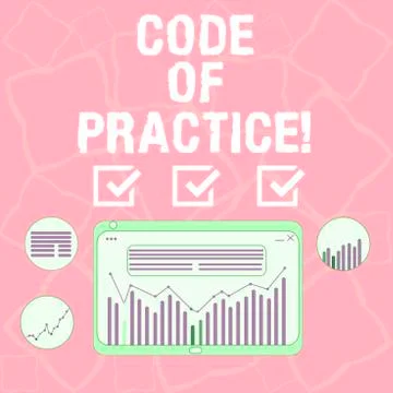 Word writing text Code Of Practice. Business concept for written rules explains Stock Illustration