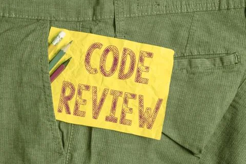 Word writing text Code Review. Business concept for single most effective Stock Photos