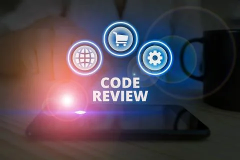 Word writing text Code Review. Business concept for single most effective Stock Photos