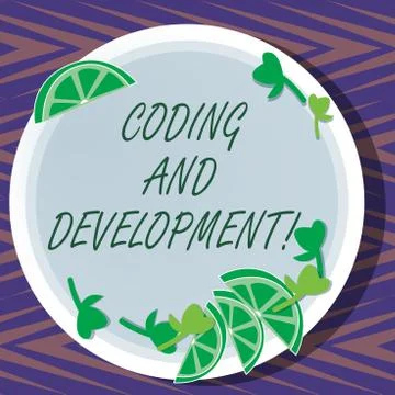 Word writing text Coding And Development. Business concept for To program or Stock Illustration