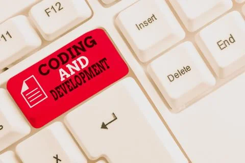 Word writing text Coding And Development. Business concept for Programming Stock Photos