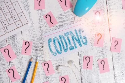 Word writing text Coding. Business concept for assigning code to something for Stockfoto's