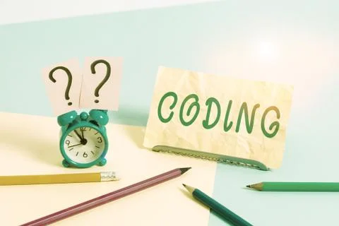 Word writing text Coding. Business concept for assigning code to something for Stock Photos