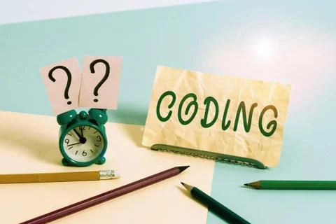 Word writing text Coding. Business concept for assigning code to something for Stock Photos