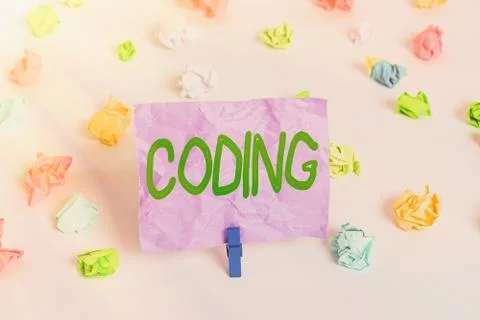 Word writing text Coding. Business concept for assigning code to something for Stockfoto's