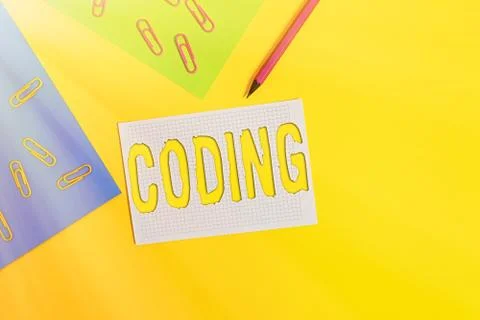 Word writing text Coding. Business concept for assigning code to something for Stockfoto's