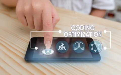 Word writing text Coding Optimization. Business concept for method of code Stock Photos