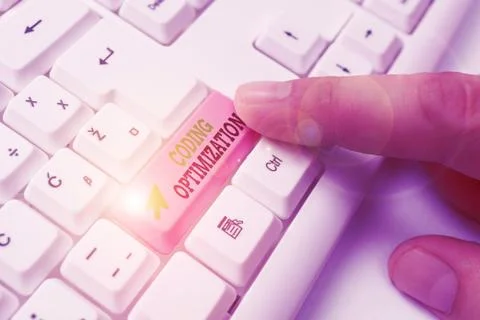 Word writing text Coding Optimization. Business concept for method of code Stock Photos