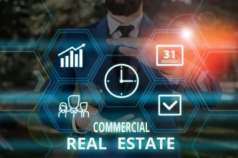 Word writing text Commercial Real Estate. Business concept for Income Property Stock Photos