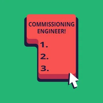 Word writing text Commissioning Engineer. Business concept for ensure all asp Stock Illustration