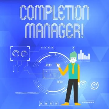 Word writing text Completion Manager. Business concept for oversees all aspects Stock Illustration