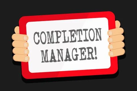 Word writing text Completion Manager. Business concept for oversees all aspects Stock Illustration