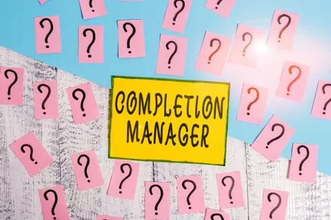 Word writing text Completion Manager. Business concept for oversees all aspects Stock Photos