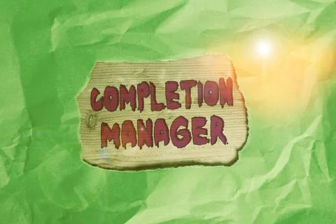 Word writing text Completion Manager. Business concept for oversees all aspects Stock Photos
