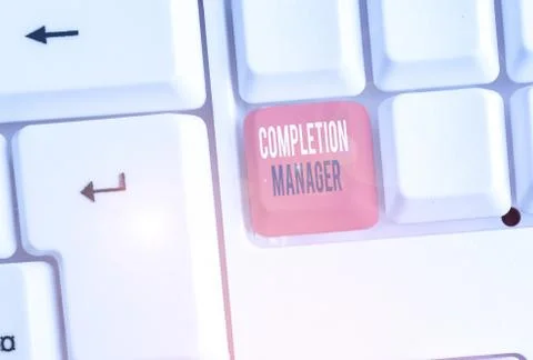 Word writing text Completion Manager. Business concept for oversees all aspects Stock Photos