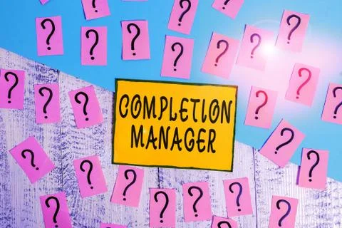 Word writing text Completion Manager. Business concept for oversees all aspects Stock Photos