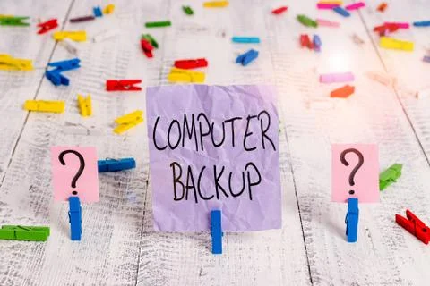 Word writing text Computer Backup. Business concept for the act of copying of Stock Photos