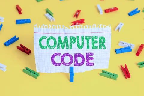 Word writing text Computer Code. Business concept for Set of instructions Stockfoto's